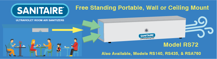 Sanitaire UV Room Air Sanitizer-Free Standing Portable, Wall or Ceiling Mount Disinfect Air Occupied Space