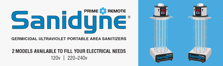 2 Sanidyne Prime Remote UV portable area sanitizer models