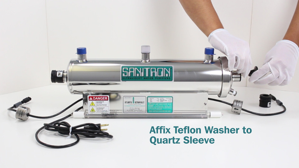 affix Teflon Washer to Quartz Sleeve
