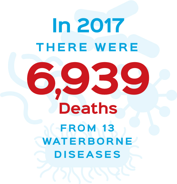 In 2017, there were 6,939 Deaths from 13 Waterborne Illnesses