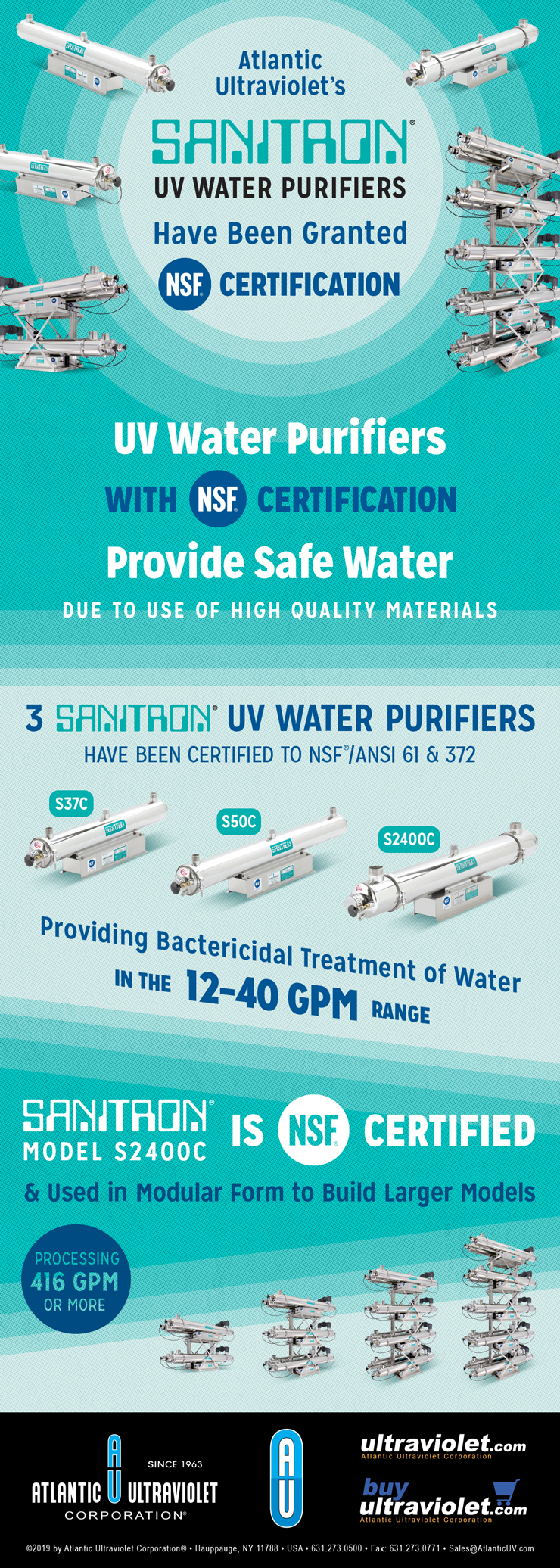 Infographic: Atlantic Ultraviolet's Sanitron NSF UV Water Purifier Models Have Been Granted NSF Certification