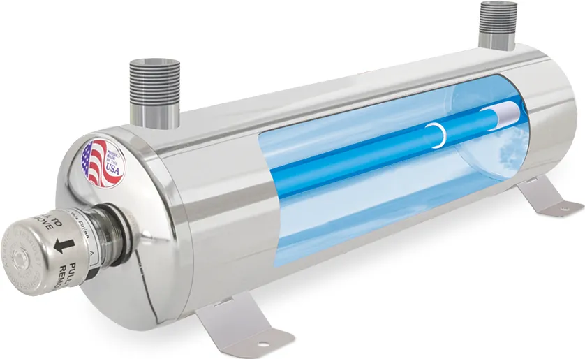 Cutaway of a UV water purification chamber