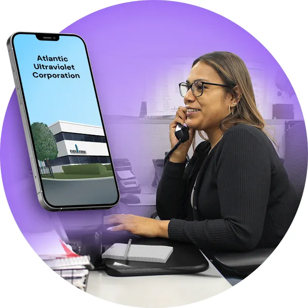 UV specialist answering phone call