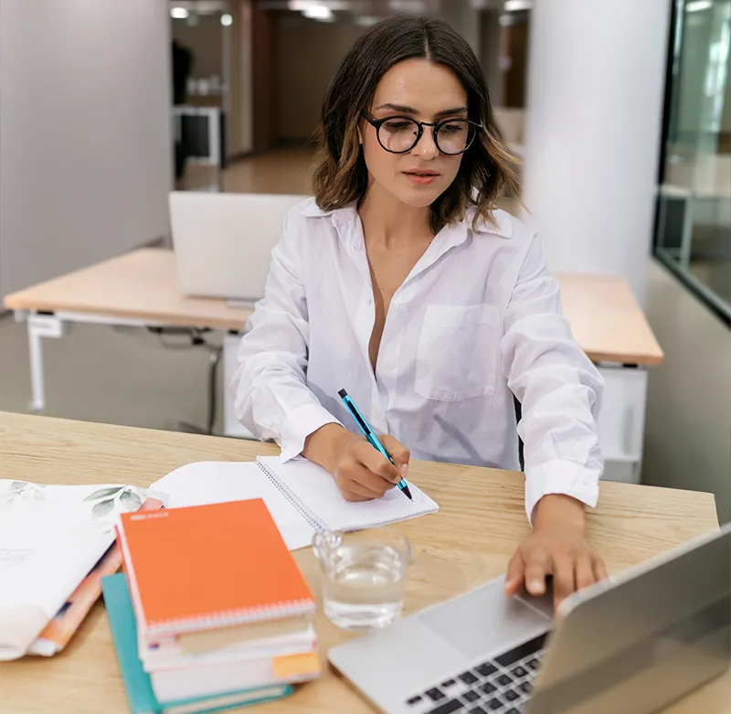 Woman working at a desk