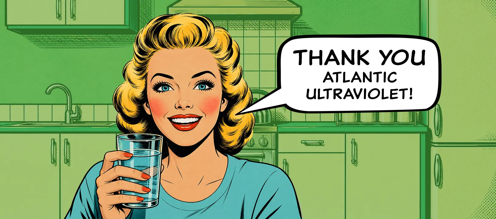 Woman drinking UV purified water